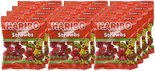 Haribo Squidgy Strawberries 160g Bag - PACK (12)