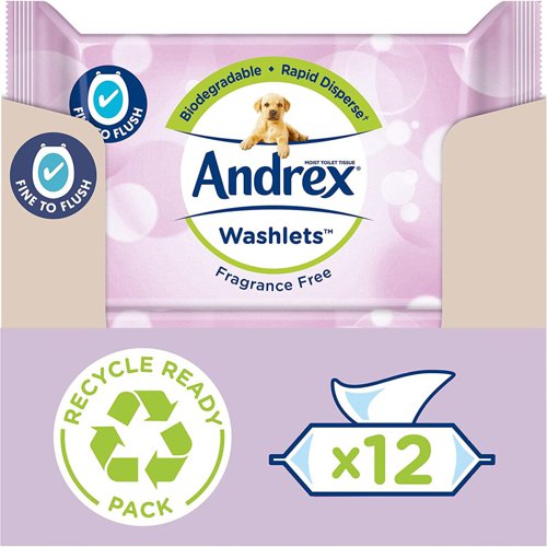 Andrex Biodegradable Fine to Flush Washlets 36's