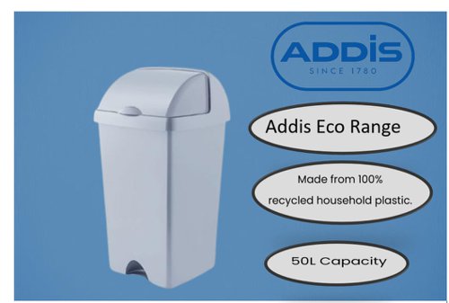 Addis Eco Range Roll Top Bin 50 Litre Grey - PACK (3)