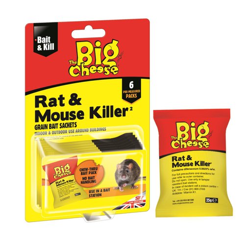 Big Cheese Rat & Mouse Killer Grain Bait 6x25g (STV244) - PACK (6)