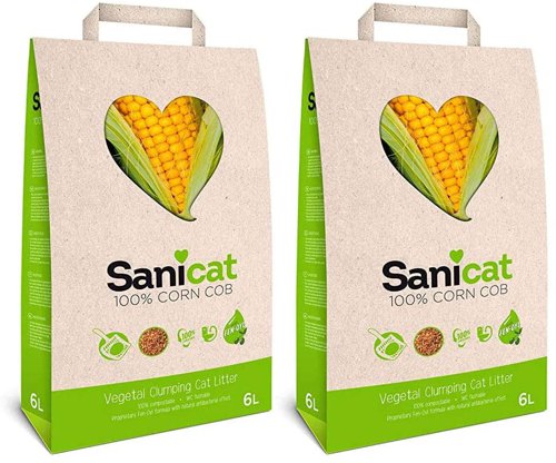 Sanicat 100% Corn Cob Vegetal Clumping Litter 6 Litre