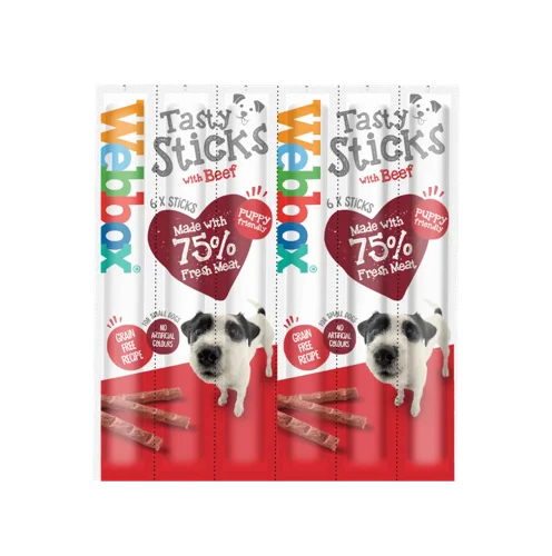 Webbox Small Dogs Delight Tasty Sticks Beef 6 Pack - PACK (12)