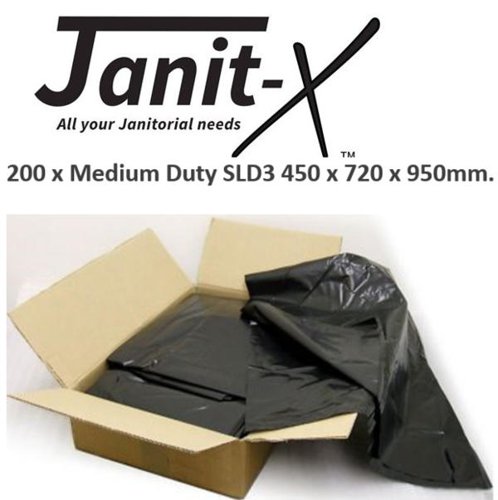 Janit-X Medium Duty Black Bin Bags 200's