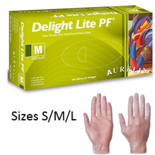 Delight Clear Powder Free SMALL Vinyl Gloves 100's - PACK (10)