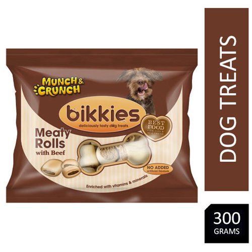 Munch & Crunch Dogs Bikkies Meaty Rolls With Beef 300g - PACK (20)