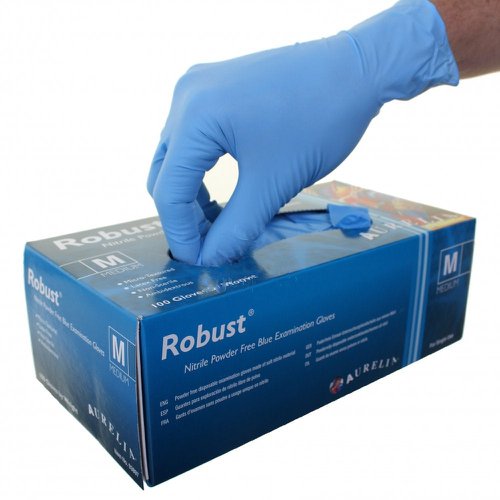 Robust Micro-Textured Blue Powder Free LARGE Nitrile Gloves 100's - PACK (10)