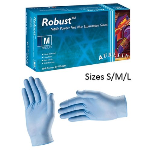Robust Micro-Textured Blue Powder Free SMALL Nitrile Gloves 100's - PACK (10)
