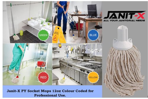 Janit-X PY 250g Socket Mop Head White - PACK (50)