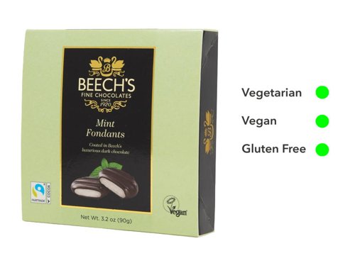 Beech's Fine Luxury Chocolate Mint Cream Fondant 90g - PACK (12)