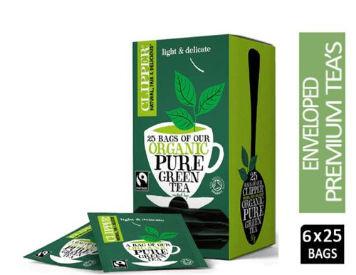 Clipper Fairtrade Organic Green 25 Envelopes - PACK (6)