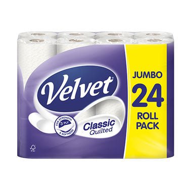 Velvet Classic Quilted 3 Ply Toilet Rolls 24 Pack