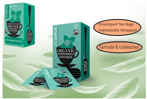 Clipper Fairtrade Organic Infusion Peppermint 25 Envelopes - PACK (6)