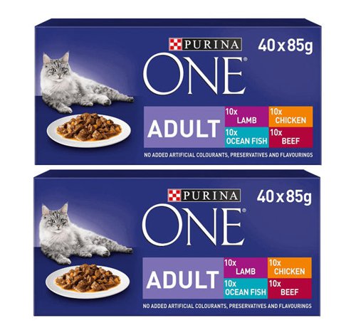 Purina ONE Adult Cat Food Mixed Mini Fillets in Gravy 40x85g