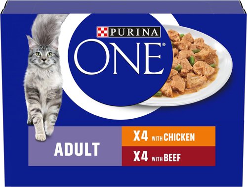 Purina ONE Adult Cat Food Chicken and Beef 8x85g - PACK (5)