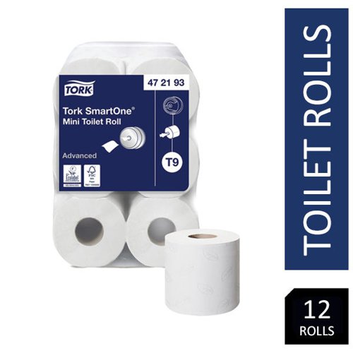 Tork T9 SmartOne 2 Ply Mini Toilet Roll 620 Sheets Pack 12's {472193}