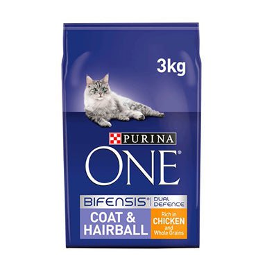 Purina ONE Coat & Hairball Dry Cat Food Chicken 2.8kg - PACK (4)