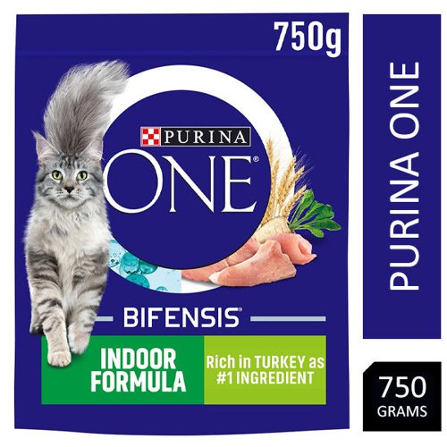Purina ONE Indoor Dry Cat Food Turkey & Wholegrain 750g - PACK (4)