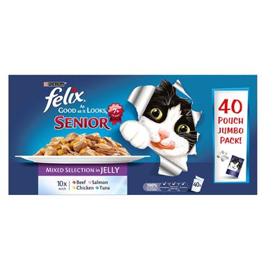 Felix AGAIL Senior Cat Food Mixed Selection in Jelly 40x100g