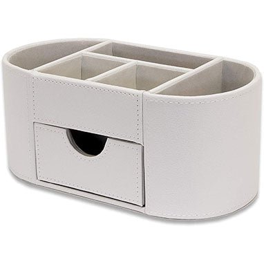 Osco White Faux Leather Desk Organiser with Drawer {WPUDO3}