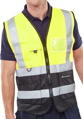 Two Tone Executive Yellow/Black Waistcoat Medium