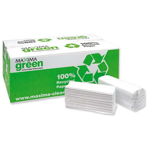 Maxima Green Two Ply C-Fold Hand Towels White 15x160's 