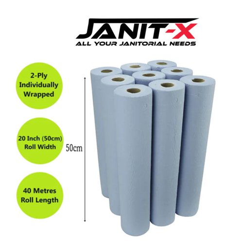 Janit-X Couch Rolls Blue 2ply 20inch