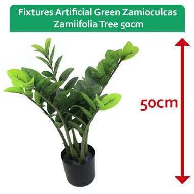 Fixtures Artificial Green Zamioculcas Zamiifolia Tree 50cm