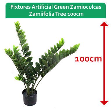 Fixtures Artificial Green Zamioculcas Zamiifolia Tree 100cm