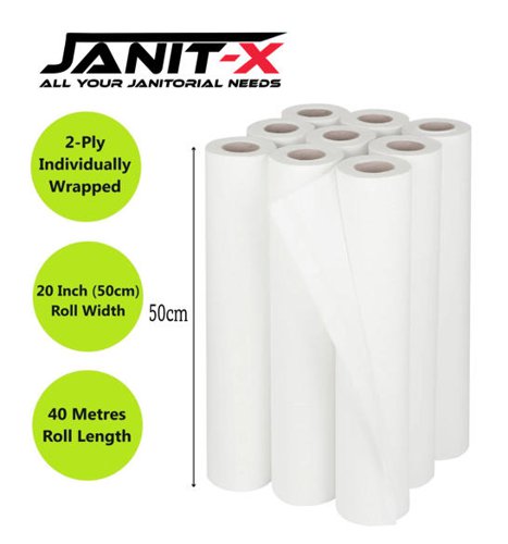 Janit-X Couch Rolls White 2ply 20inch