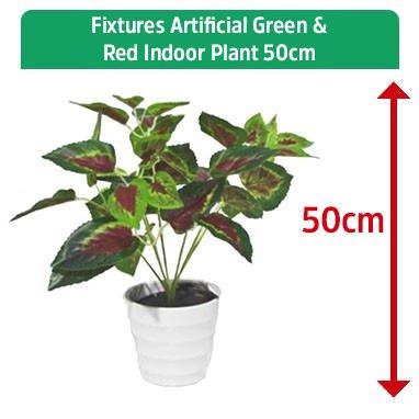 Fixtures Artificial Green & Red Indoor Plant 50cm