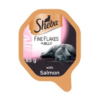 Sheba Fine Flakes Cat Tray with Salmon in Jelly 85g