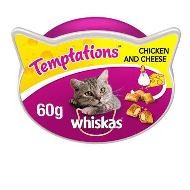 Whiskas Temptations Cat Treats with Chicken & Cheese 60g 