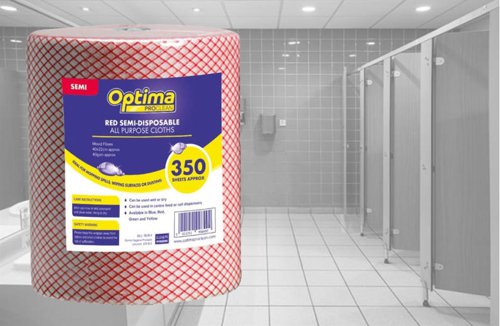 Janit-X Optima All Purpose, Non Woven Cloth Roll 350 Sheet {Red}