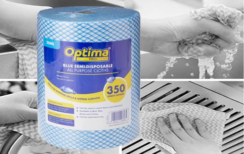 Janit-X Optima All Purpose, Non Woven Cloth Roll 350 Sheet {Blue} - PACK (4)
