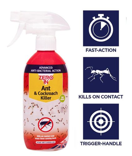 Zero In Anti-Bacterial Ant & Cockroach Killer 500ml (ZER958) - PACK (6)