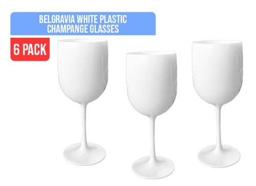 Belgravia White Plastic Wine/Champagne Glasses Pack 6’s