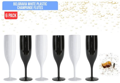 Belgravia White Plastic Champagne Flutes Pack 6’s