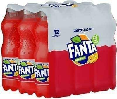 Fanta Fruit Twist Zero Soft Drink 500ml (Pack of 12)