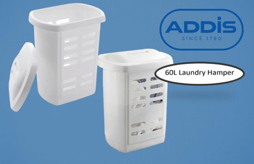 Addis White Linen Laundry Hamper 60 Litre