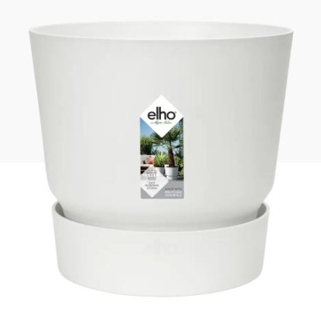 Elho Greenville Round Pot & Base WHITE 16cm