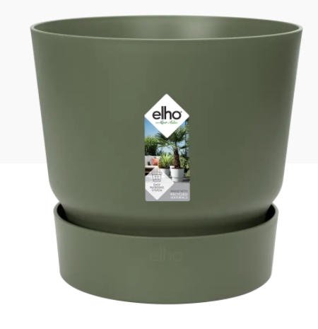 Elho Greenville Round Pot & Base GREEN 16cm - PACK (5)