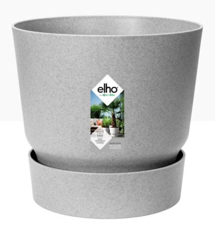 Elho Greenville Round Pot & Base LIVING CONCRETE 20cm