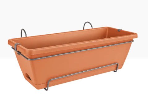 Elho Allin1 50cm Balcony Planter Set TERRACOTTA 