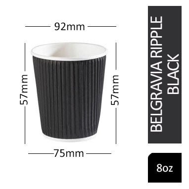 Belgravia 8oz Triple Walled Black Ripple Paper Cups 25's - PACK (20)