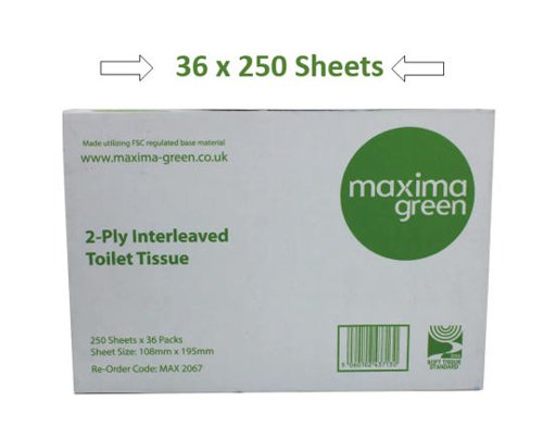 Maxima Bulk Pack Toilet Tissue 2-Ply 250 Sheets White (Pack of 36) KMAX2067
