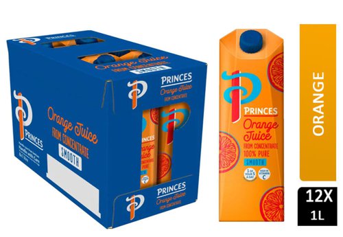 Princes 100% Pure Orange Juice 12 x 1 Litre