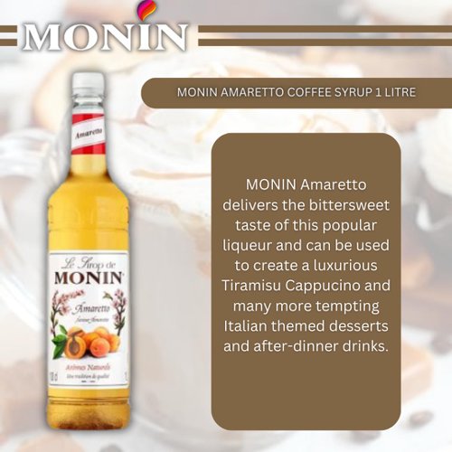 Monin Amaretto Coffee Syrup 1 Litre  - PACK (6)