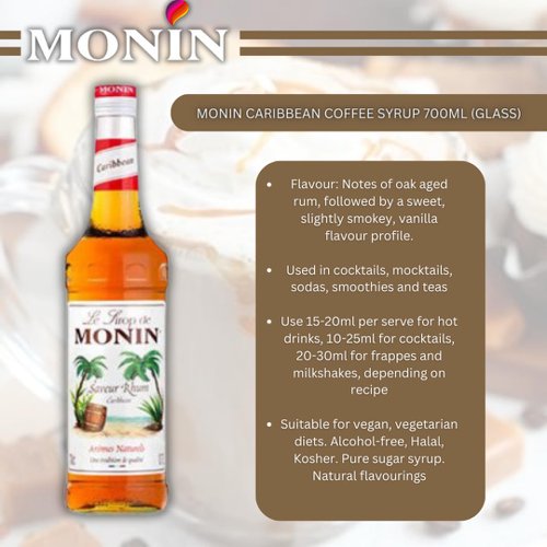 Monin Caribbean Coffee Syrup 700ml (Glass) - PACK (6)