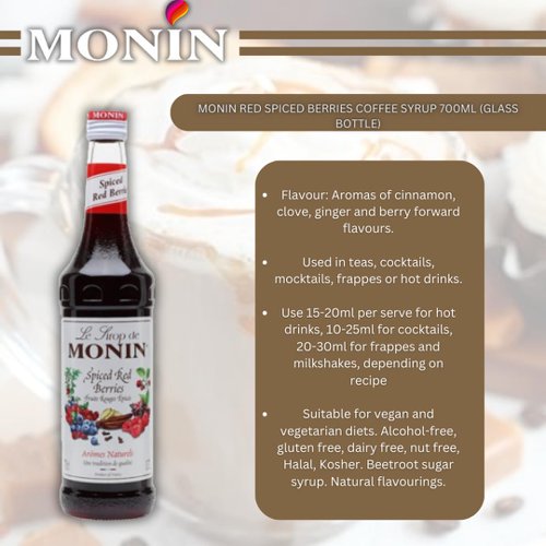 Monin Red Spiced Berries Coffee Syrup 700ml (Glass)