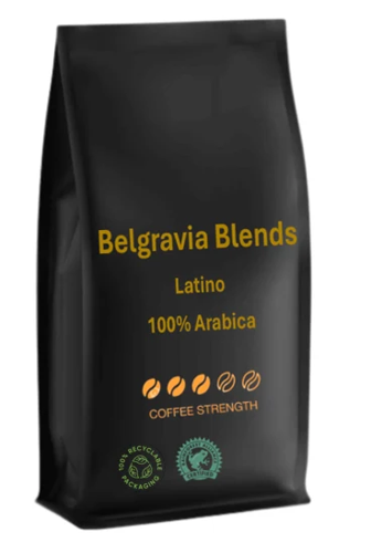 Belgravia Latino Premium Blended, Rain-Forest Alliance Coffee Beans 1kg, 100% Arabica